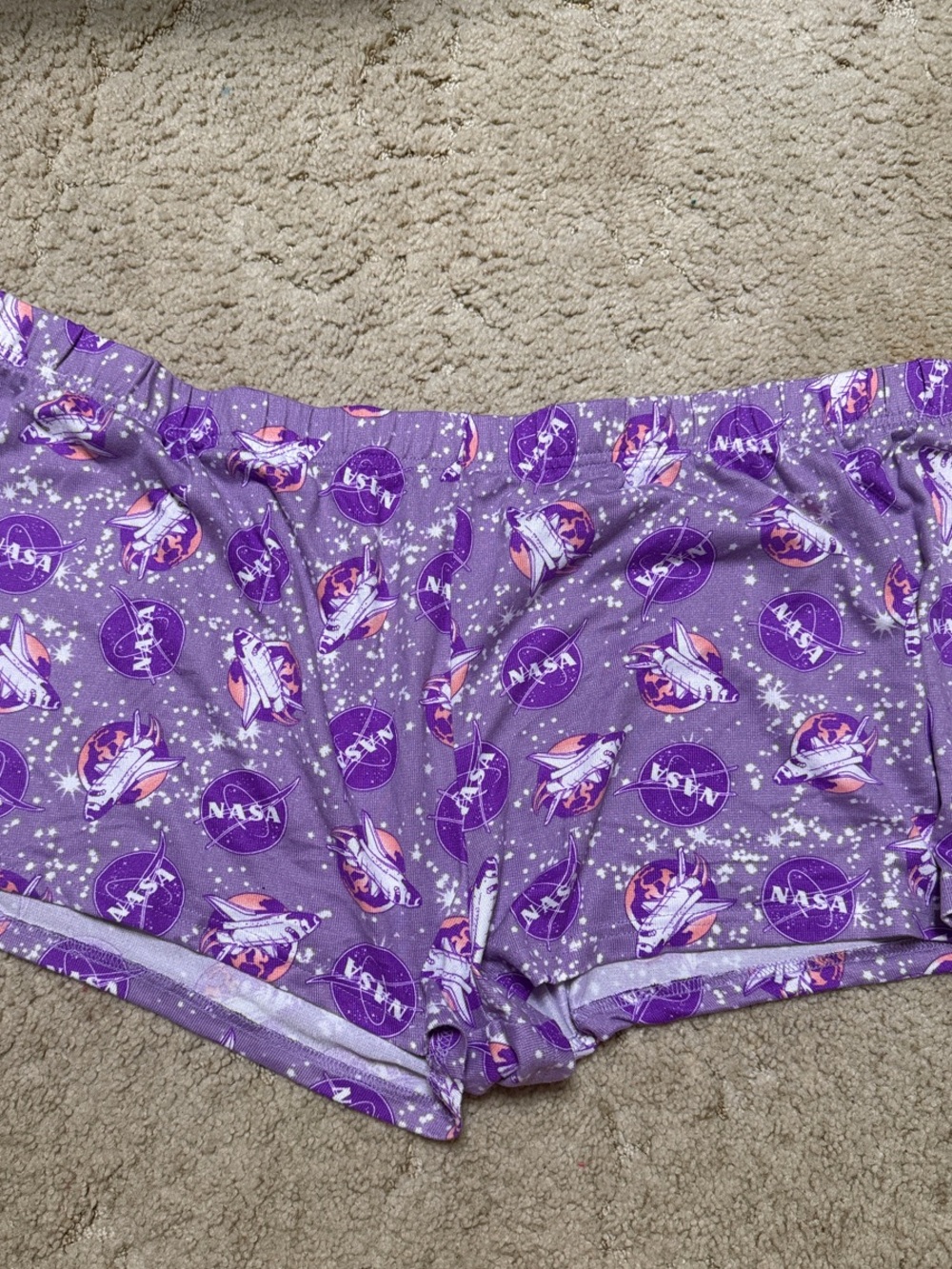 NASA Purple Space Rocket Lounge Shorts